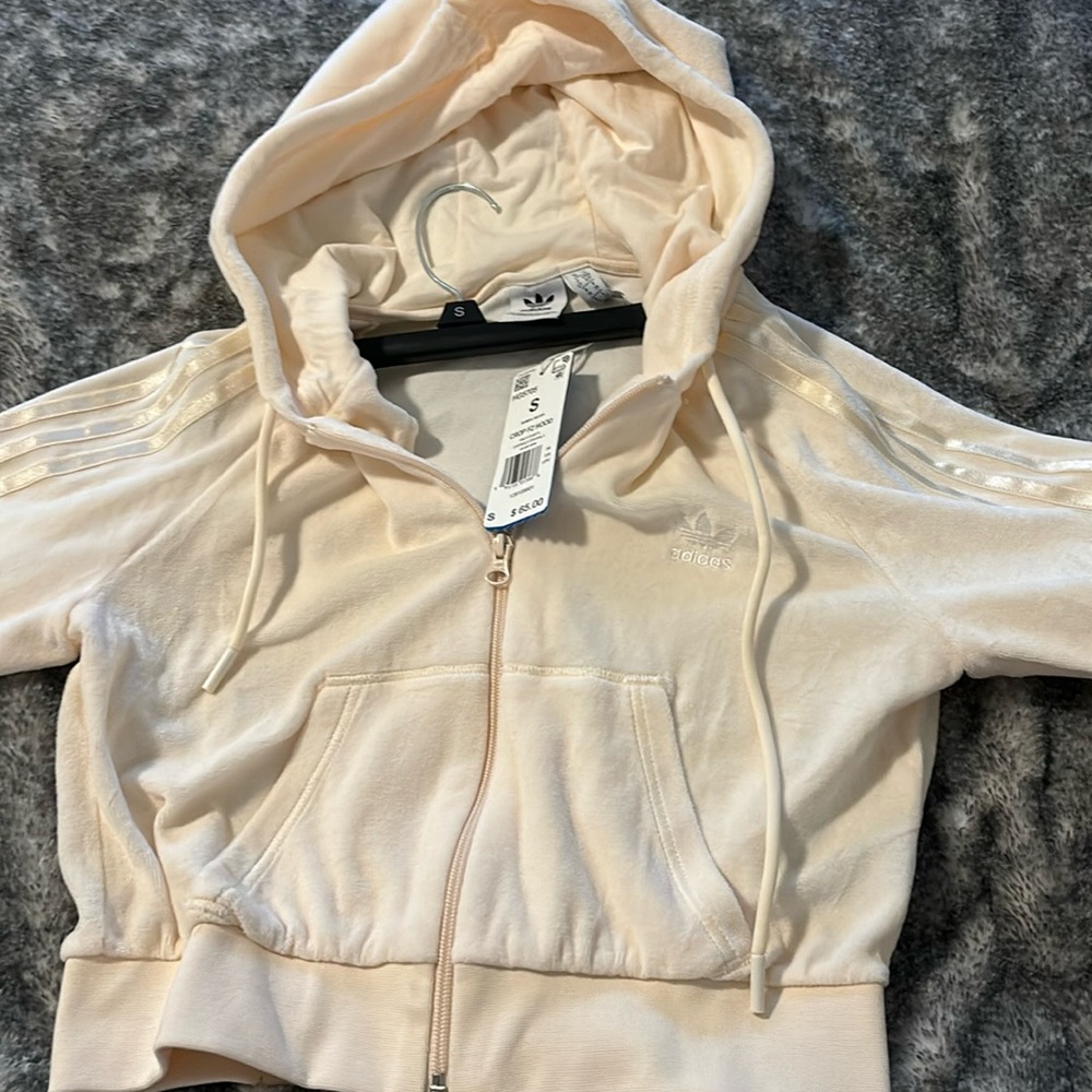 Adidas crop velour hoodie